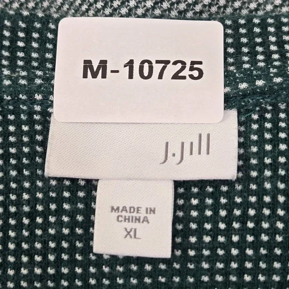 J. Jill Women Blouse XL Green Geometric Crew Neck Pullover Tunic Waffle Knit - Picture 2 of 8